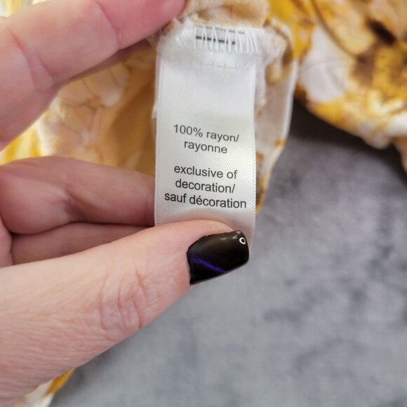 Maurices Womens 2X Yellow Floral Peasant‎ Top Lace Sleeve Boho Cottagecore Vibe - Picture 9 of 10